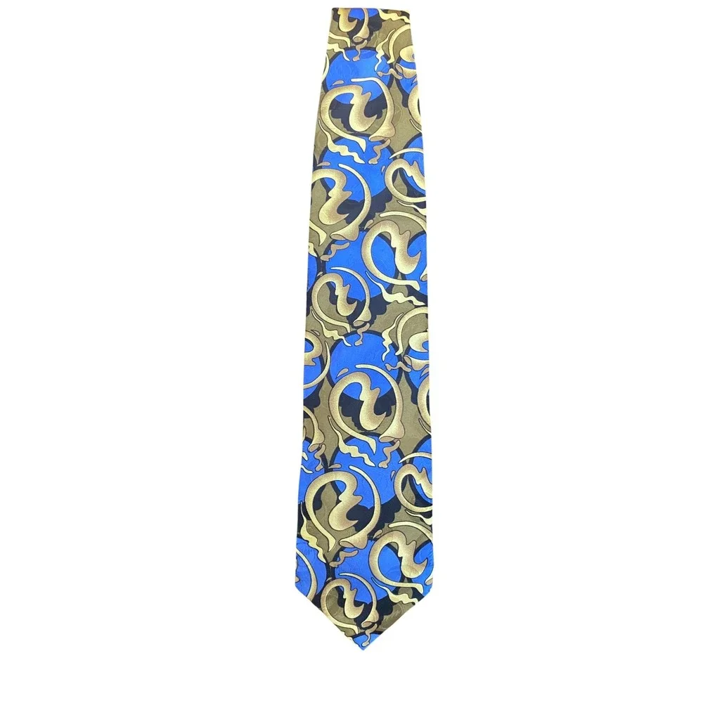 Grateful Dead Steal Your Face First Set Silk Tie Blue Gold Psychedelic Swirl USA